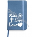 Notebook A6 blu, Faith, Hope, Love Notebook A6 blu, Faith, Hope, Love